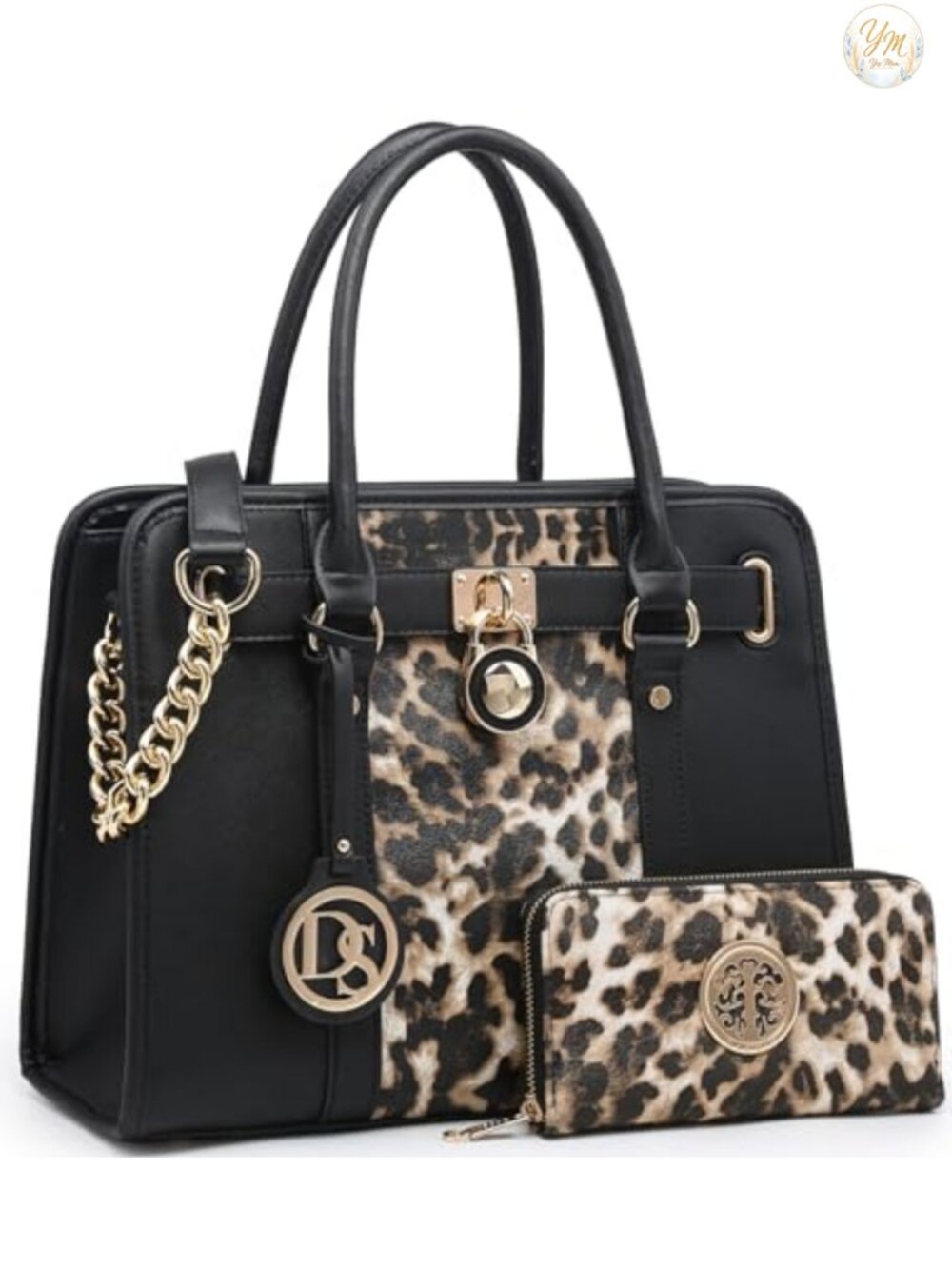 Dasein Vegan Leather Satchel Handbag Set with Matching Wallet